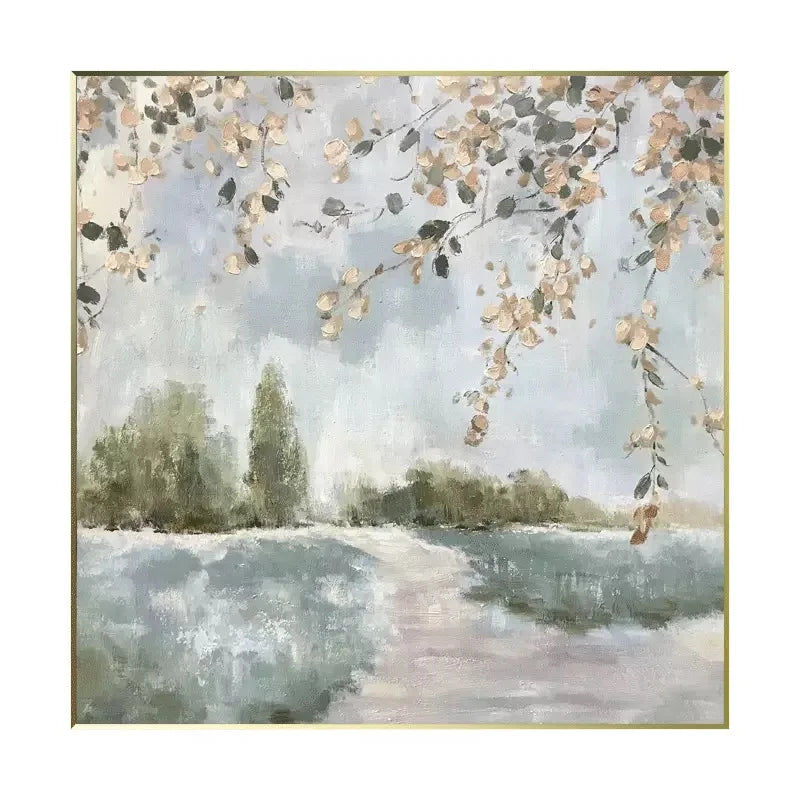 Gold Foil Texture Flower Wall Art Pic Hand Painted Modern Abstract Oil Painting On Canvas For Living Room Home Decor No Frame